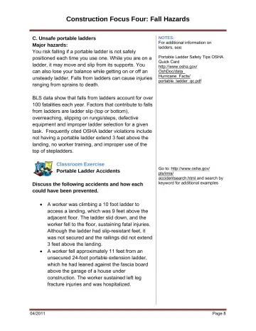 Page 14: C. Unsafe portable ladders