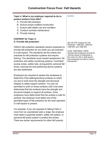 Page 18: Topic 4. What is my employer required to do to protect workers from falls?