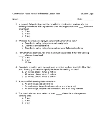 Page 25: Construction Focus Four: Fall Hazards Lesson Test