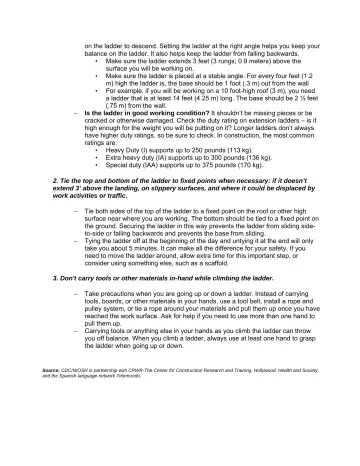 Page 48: on the ladder to descend. Setting the ladder at the right angle helps you keep your…