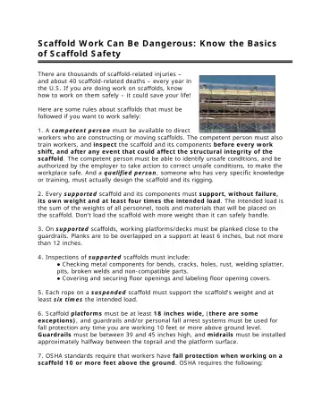 Page 49: Scaffold Work Can Be Dangerous: Know the Basics of Scaffold Safety