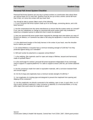 Page 1: Fall Hazards Student Copy