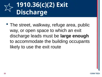 Slide 15: 1910.36(c)(2) Exit Discharge