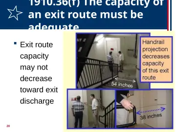 Slide 20: 1910.36(f) The capacity of an exit route must be adequate