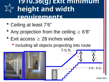 Slide 21: 1910.36(g) Exit minimum height and width requirements