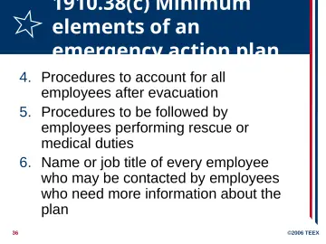 Slide 36: 1910.38(c) Minimum elements of an emergency action plan