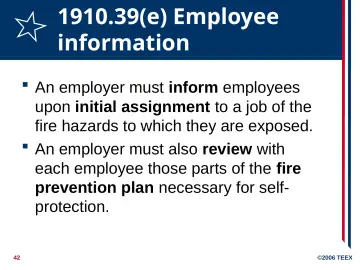 Slide 42: 1910.39(e) Employee information