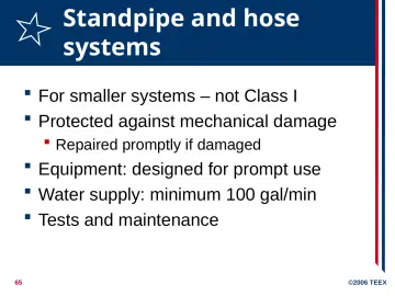 Slide 65: Standpipe and hose systems
