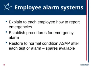 Slide 69: Employee alarm systems