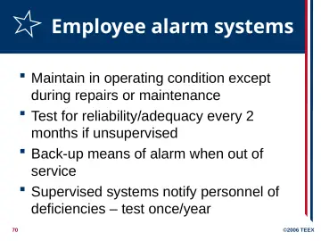 Slide 70: Employee alarm systems
