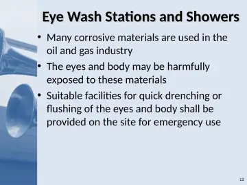 Slide 12: Eye Wash Stations and Showers