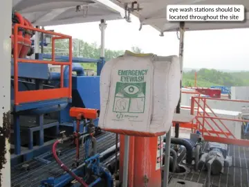 Slide 15: eye wash stations should be located throughout the site