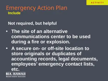 Slide 15: Emergency Action Plan