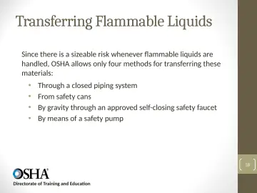Slide 18: Transferring Flammable Liquids