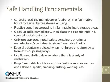 Slide 22: Safe Handling Fundamentals