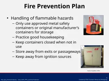 Slide 16: Fire Prevention Plan