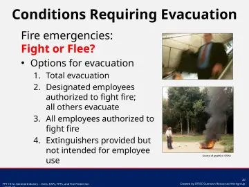 Slide 20: Conditions Requiring Evacuation