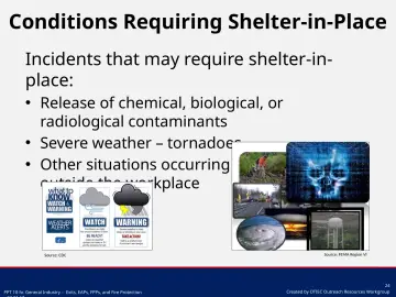Slide 24: Conditions Requiring Shelter-in-Place