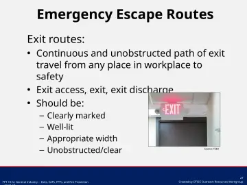 Slide 27: Emergency Escape Routes