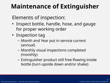Slide 43: Maintenance of Extinguisher