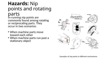Slide 7: Hazards: Nip points and rotating parts