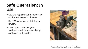 Slide 13: Safe Operation: In use