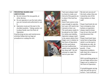 Page 9: PREVENTING INJURIES AND AMPUTATIONS
