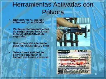 Slide 37: Herramientas Activadas con Pólvora