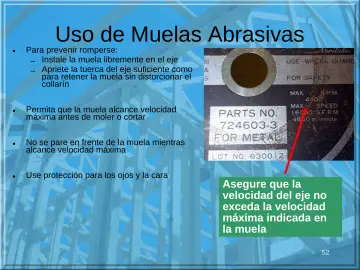 Slide 52: Uso de Muelas Abrasivas