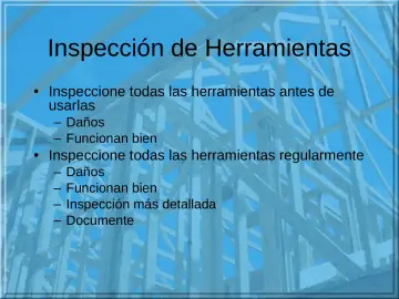 Slide 58: Inspección de Herramientas
