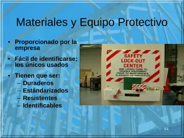 Slide 64: Materiales y Equipo Protectivo