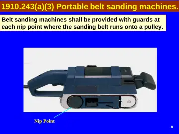 Slide 8: 1910.243(a)(3) Portable belt sanding machines.
