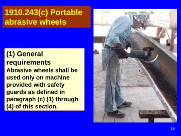 Slide 14: 1910.243(c) Portable abrasive wheels