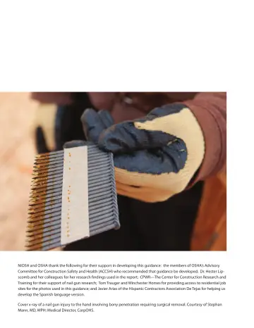 Page 2: NIOSH and OSHA thank the following for their support in developing this guidance: the…
