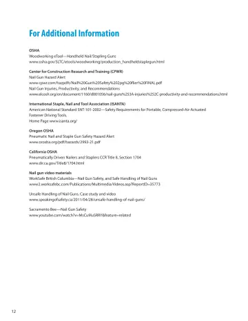 Page 18: For Additional Information