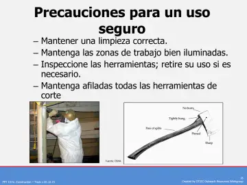Slide 16: Precauciones para un uso seguro