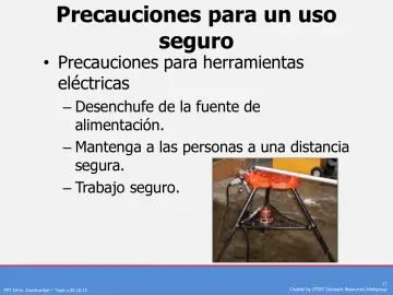Slide 17: Precauciones para un uso seguro
