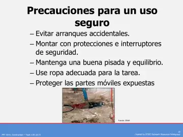 Slide 18: Precauciones para un uso seguro