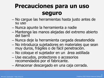 Slide 28: Precauciones para un uso seguro