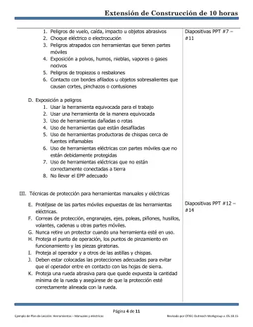 Page 4: 1. Peligros de vuelo, caída, impacto u objetos abrasivos