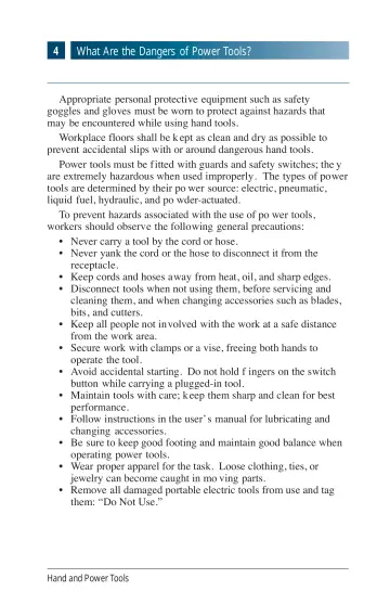 Page 8: What Are the Dangers of Power Tools?