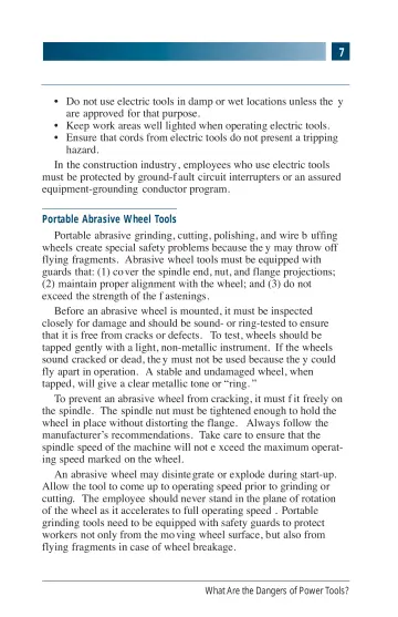 Page 11: Do not use electric tools in damp or wet locations unless the y are approved for that…