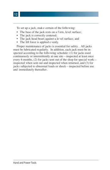 Page 16: To set up a jack, mak e certain of the follo wing: