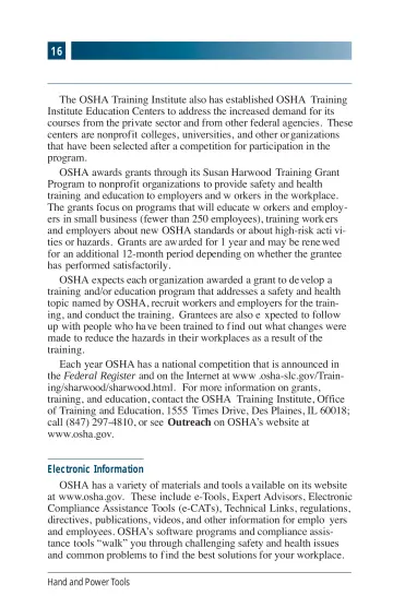 Page 20: The OSHA Training Institute also has established OSHA Training Institute Education Centers…