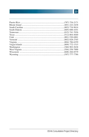Page 27: Puerto Rico … (787) 754-2171 Rhode Island … (401) 222-2438 South Carolina … (803) 734-9614…