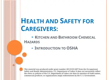 Slide 1: HEALTH AND SAFETY FOR C AREGIVERS:
