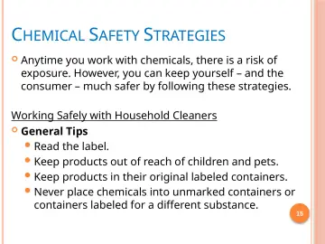 Slide 15: CHEMICAL SAFETY STRATEGIES