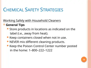 Slide 16: CHEMICAL SAFETY STRATEGIES