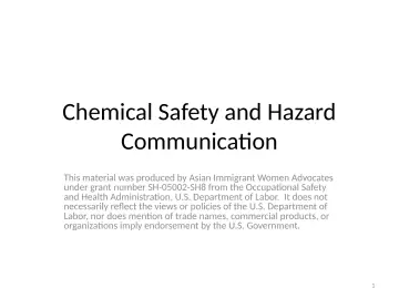 Slide 1: Chemical Safety and Hazard