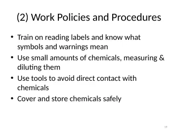 Slide 19: (2) Work Policies and Procedures